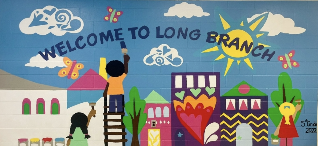 photo of mural in main hallway that says welcome to long branch