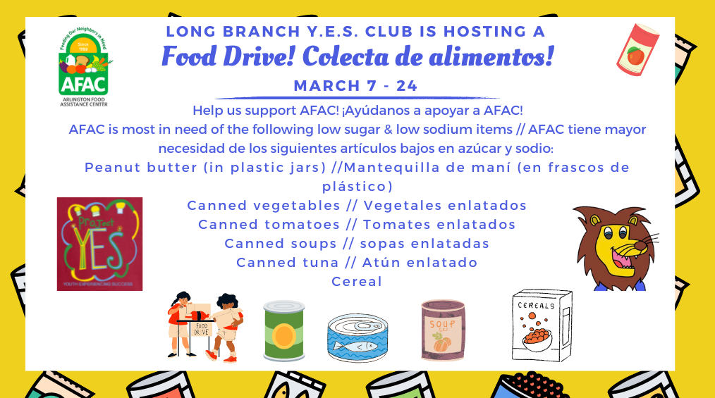 YES Club is hosting a Food Drive!