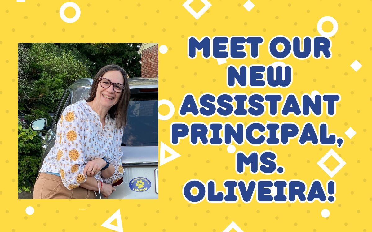 banner with photo of Ms. Oliveira that says Meet our new assistant principal, ms. oliveira