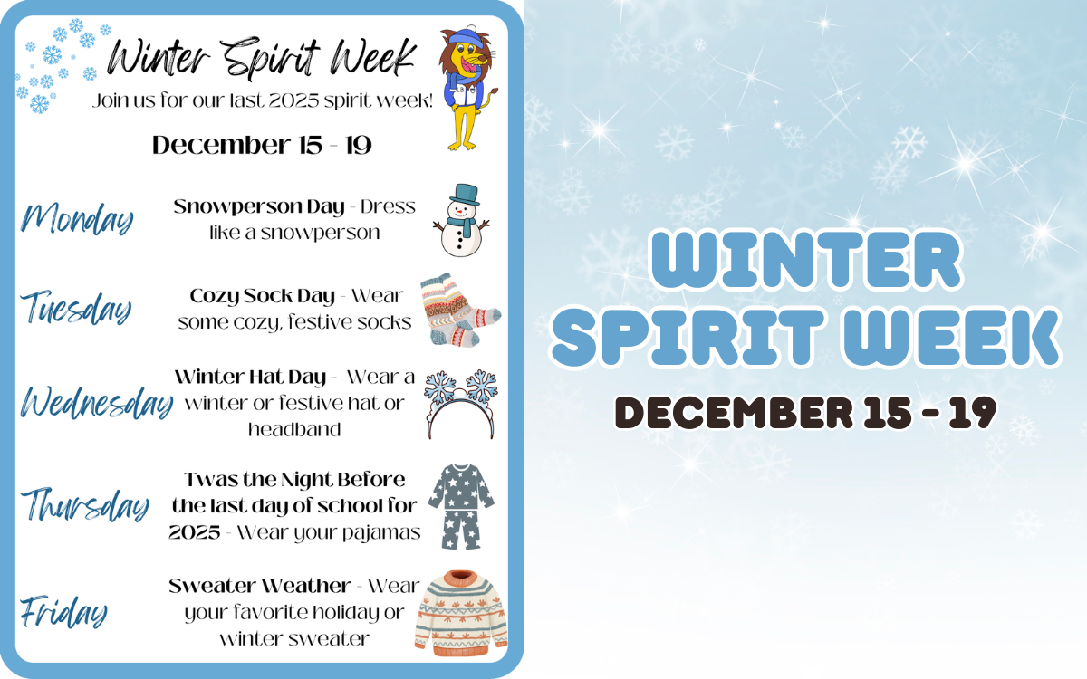 banner with the winter spirit week for december 15-19